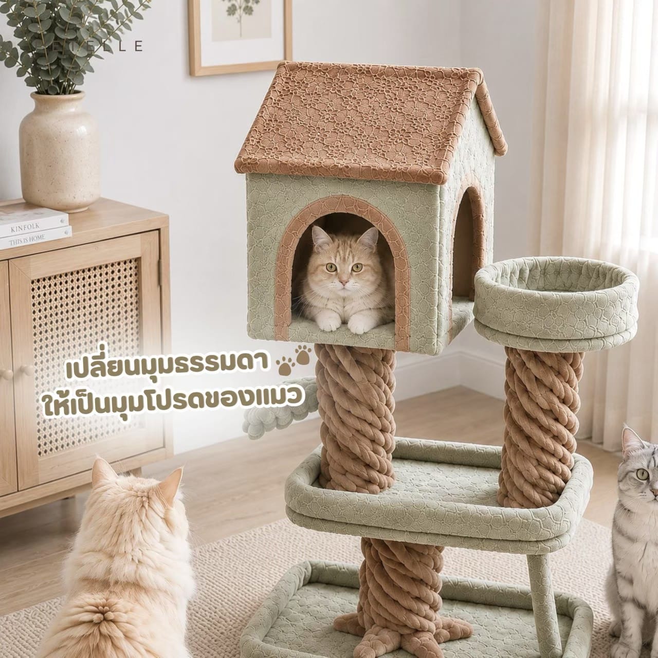 คอนโดแมวต้นไม้ PETELLE รุ่น LITTLE TREEHOUSE_5